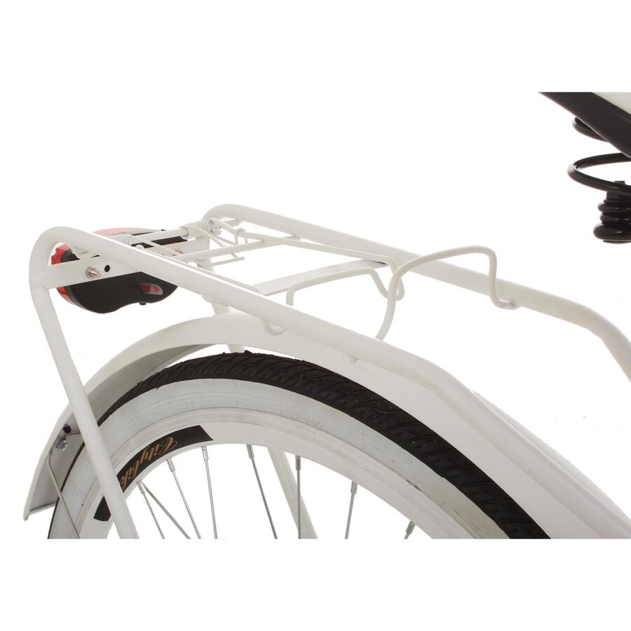 Portbagaj bicicletă alb, detaliu spate.