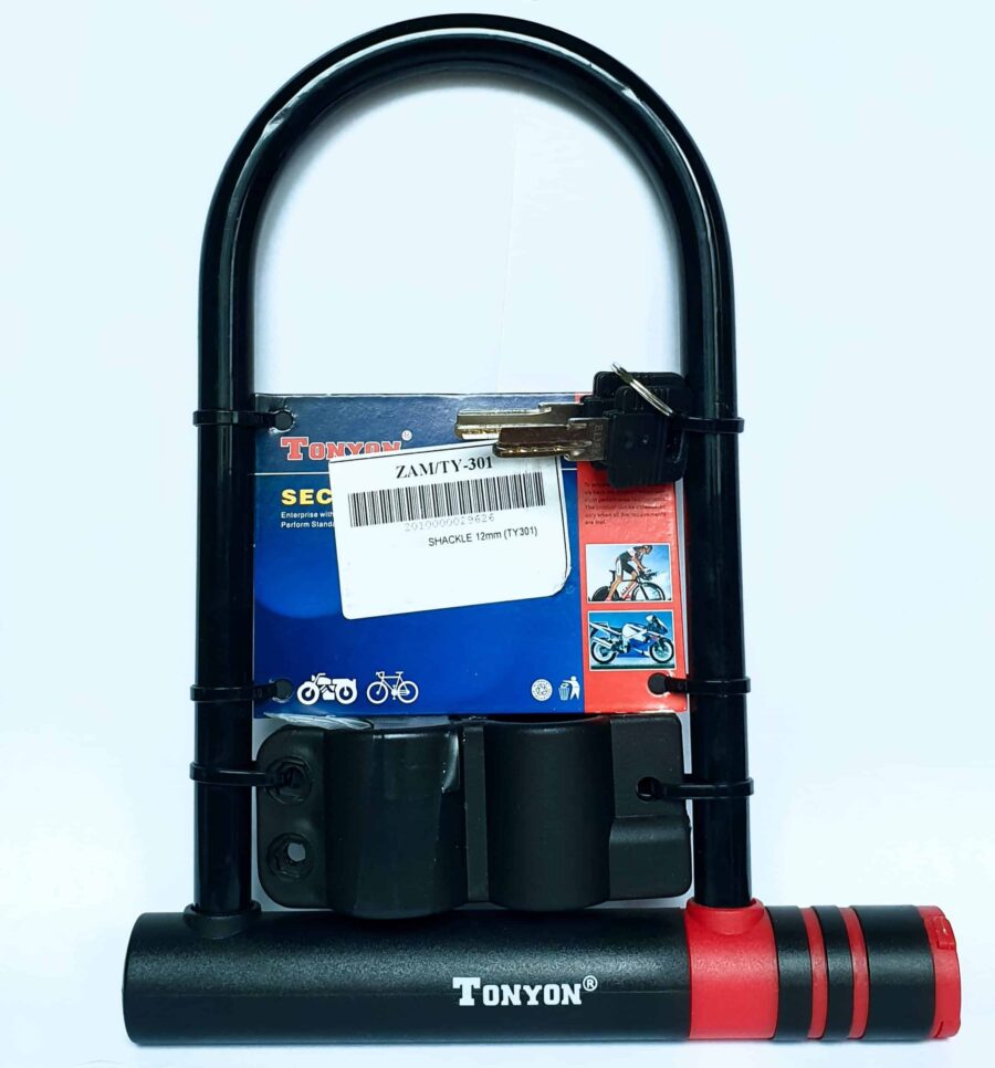 Lacăt bicicletă negru cu cheie și suport