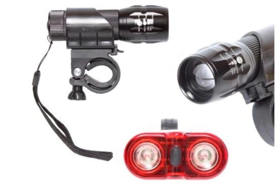 Set lumini bicicletă, fata-negru, spate-roșu, călătorii sigure.