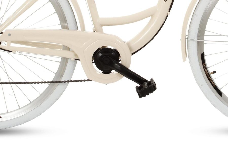 Partea din spate a unei biciclete bej clasice.