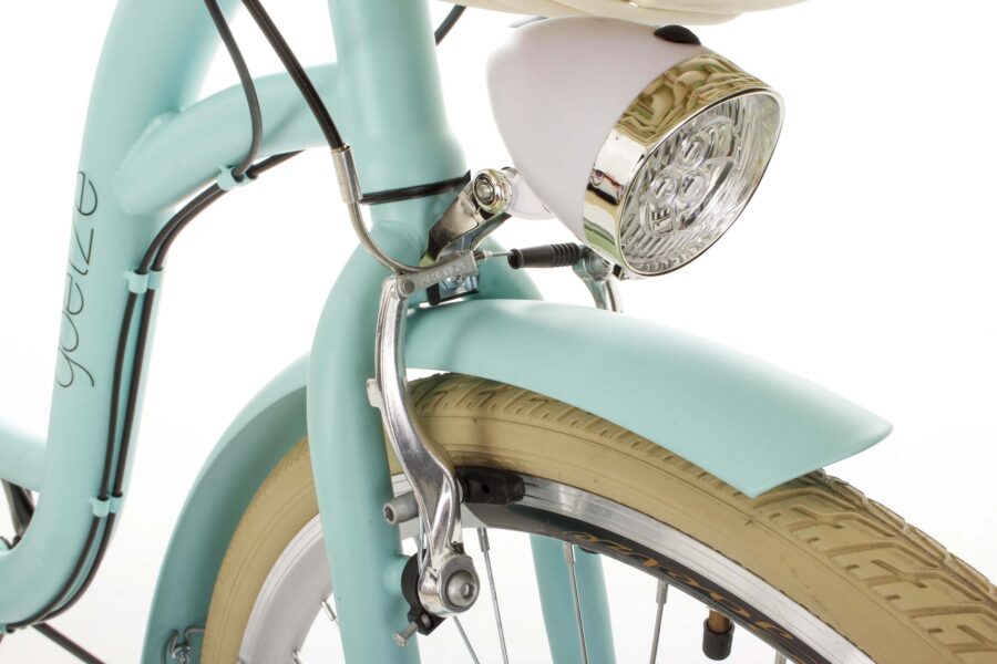 Far bicicletă turcoaz cu apărătoare bej