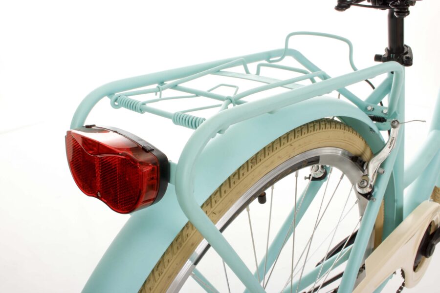 Suport bagaje și stop bicicletă albastră deschisă.