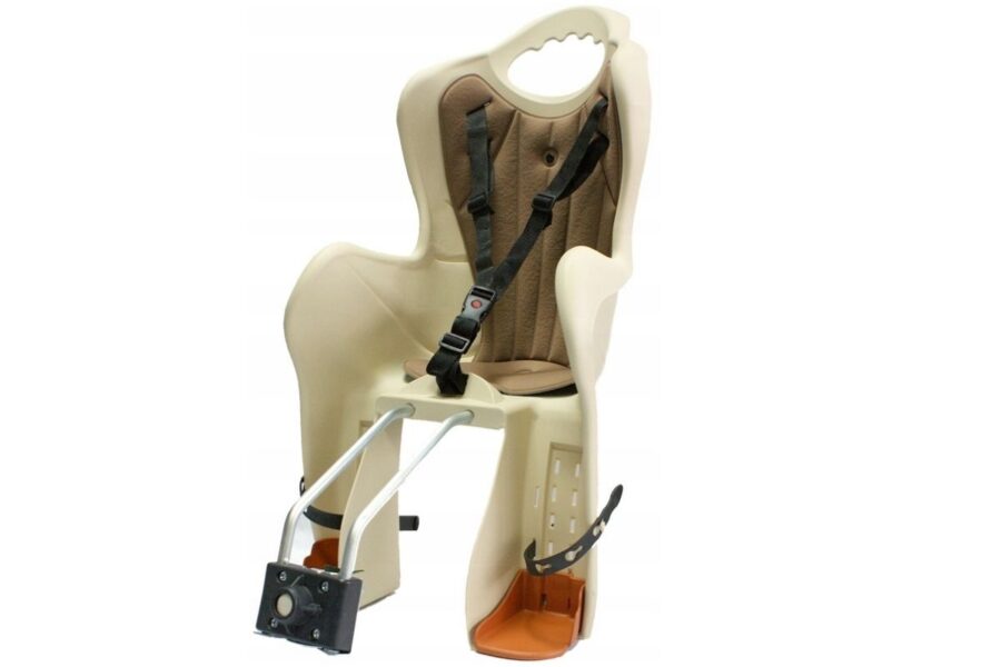 Scaun copil pentru bicicletă, culoare crem.