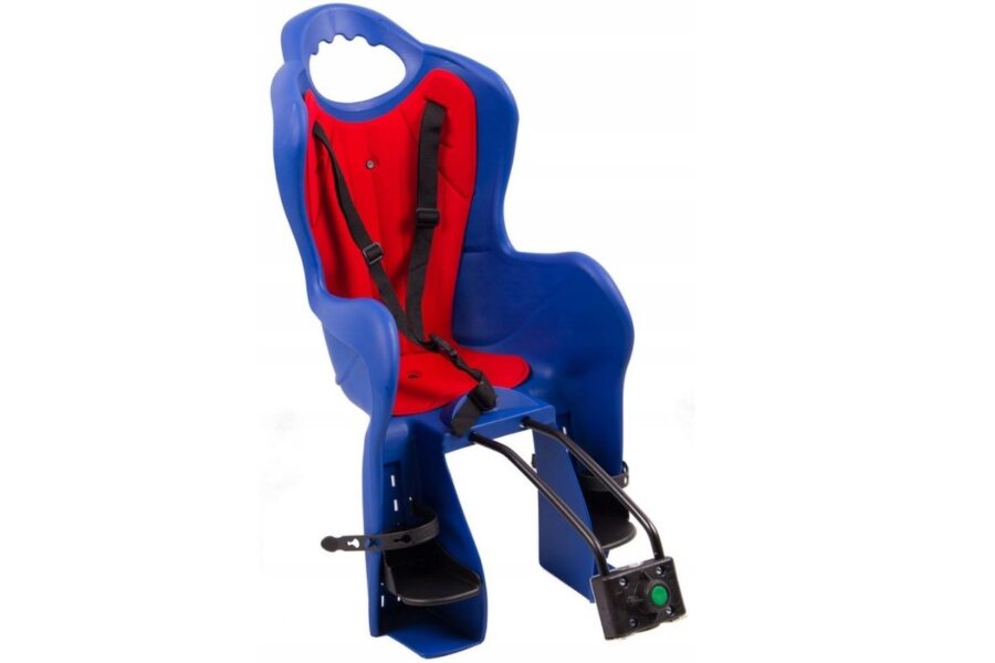 Scaun bicicletă pentru copii, albastru cu roșu