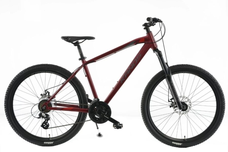 Bicicletă mountain bike roșie cu cadru solid