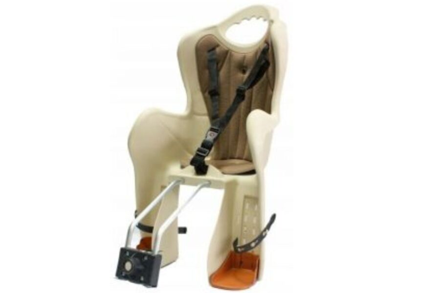 Scaun de bicicletă pentru copii cu suporturi.