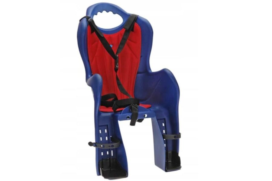 Scaun bicicletă copii cu centură de siguranță.