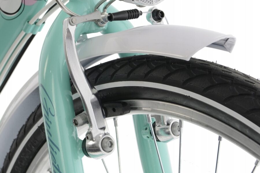 Roti bicicletă turcoaz cu frână metalică