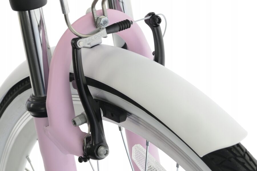 Furtună de bicicletă de culoare roz și albă.