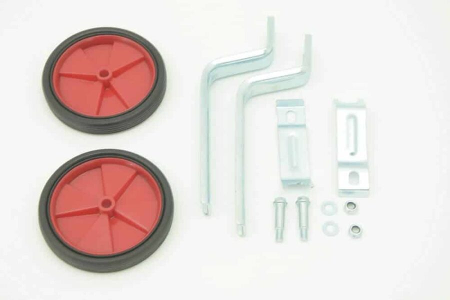 Set roți ajutătoare pentru bicicletă, piese incluse.