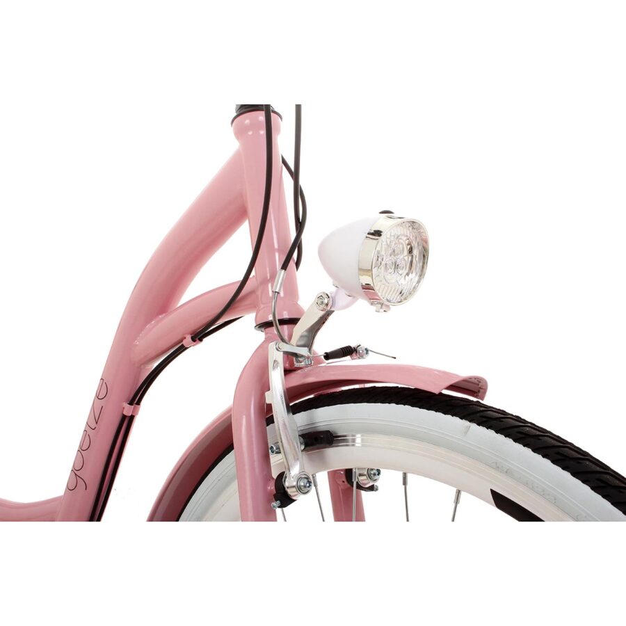 Far bicicletă roz, close-up elegant design modern.