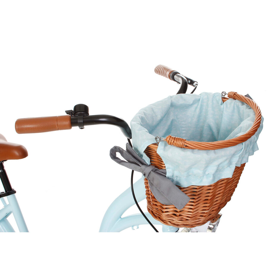 Coș bicicletă din ratan cu căptușeală albastră