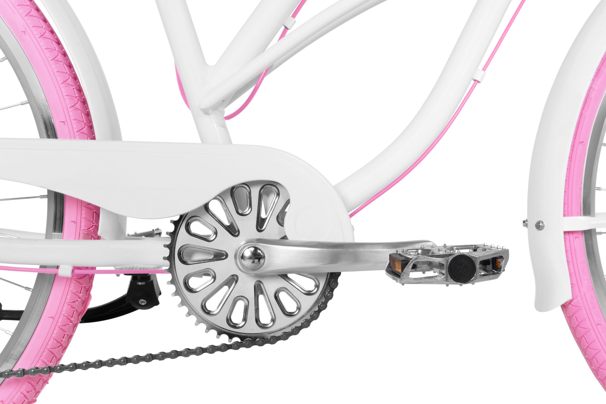 Bicicleta dama Cruiser Davi Bianca, Aluminiu, 7 viteze, 28", 160-185 cm, Alb/Roz - imagine 5