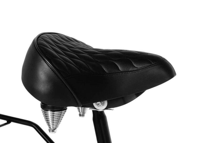 Șa neagră bicicletă cu design elegant și confortabil.