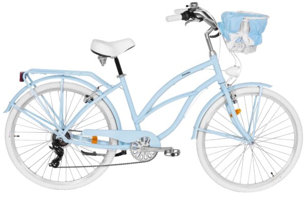 Bicicleta dama Cruiser Davi Bianca, Aluminiu, 7 viteze, 28", 160-185 cm, Albastru