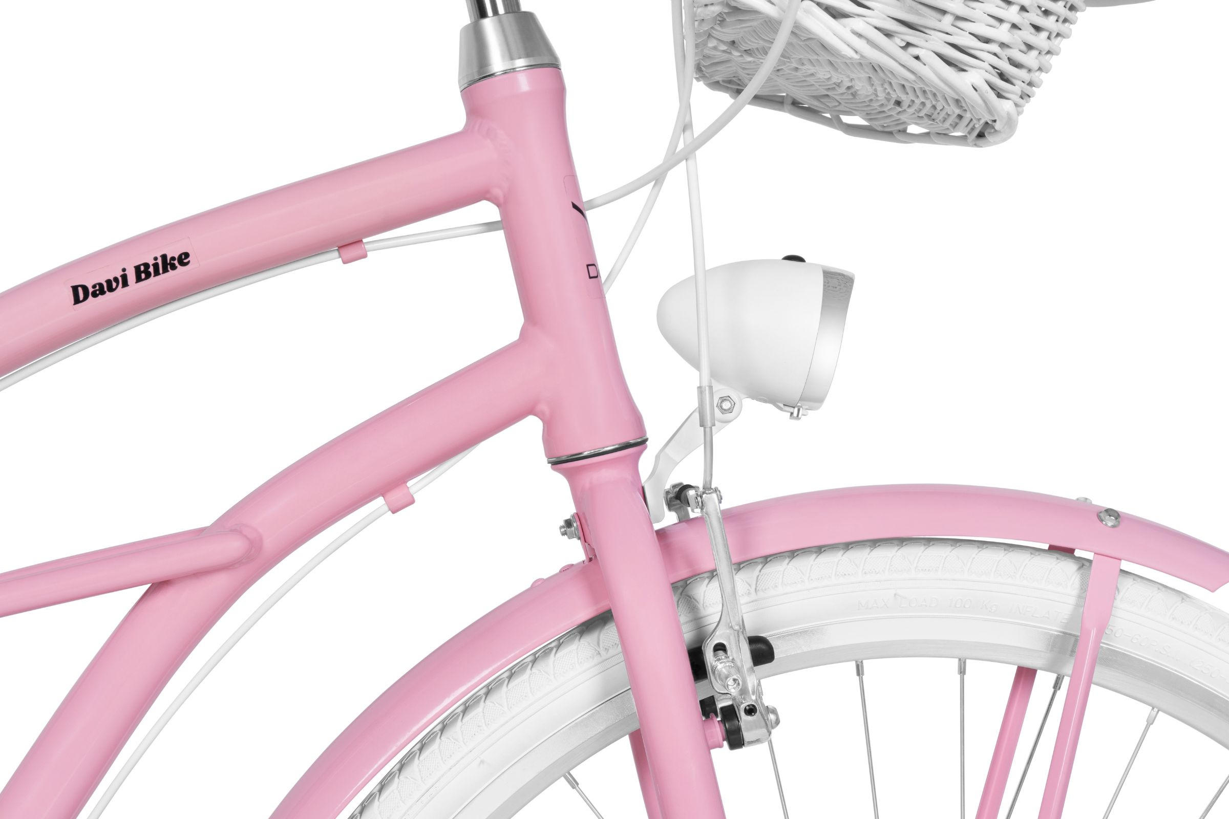 Bicicleta dama Cruiser Davi Bianca, Aluminiu, 7 viteze, 28", 160-185 cm, Roz - imagine 7