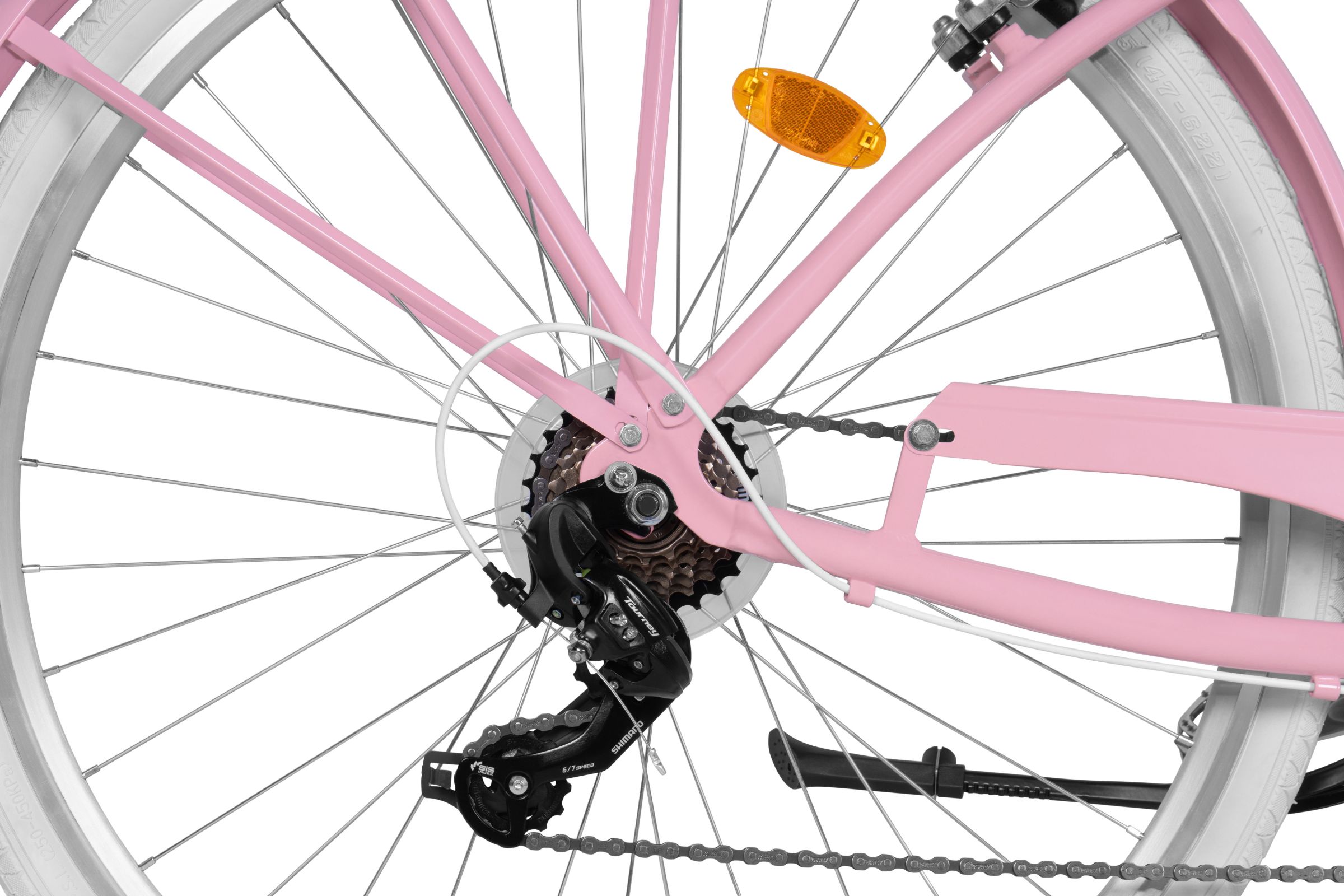 Bicicleta dama Cruiser Davi Bianca, Aluminiu, 7 viteze, 28", 160-185 cm, Roz - imagine 4