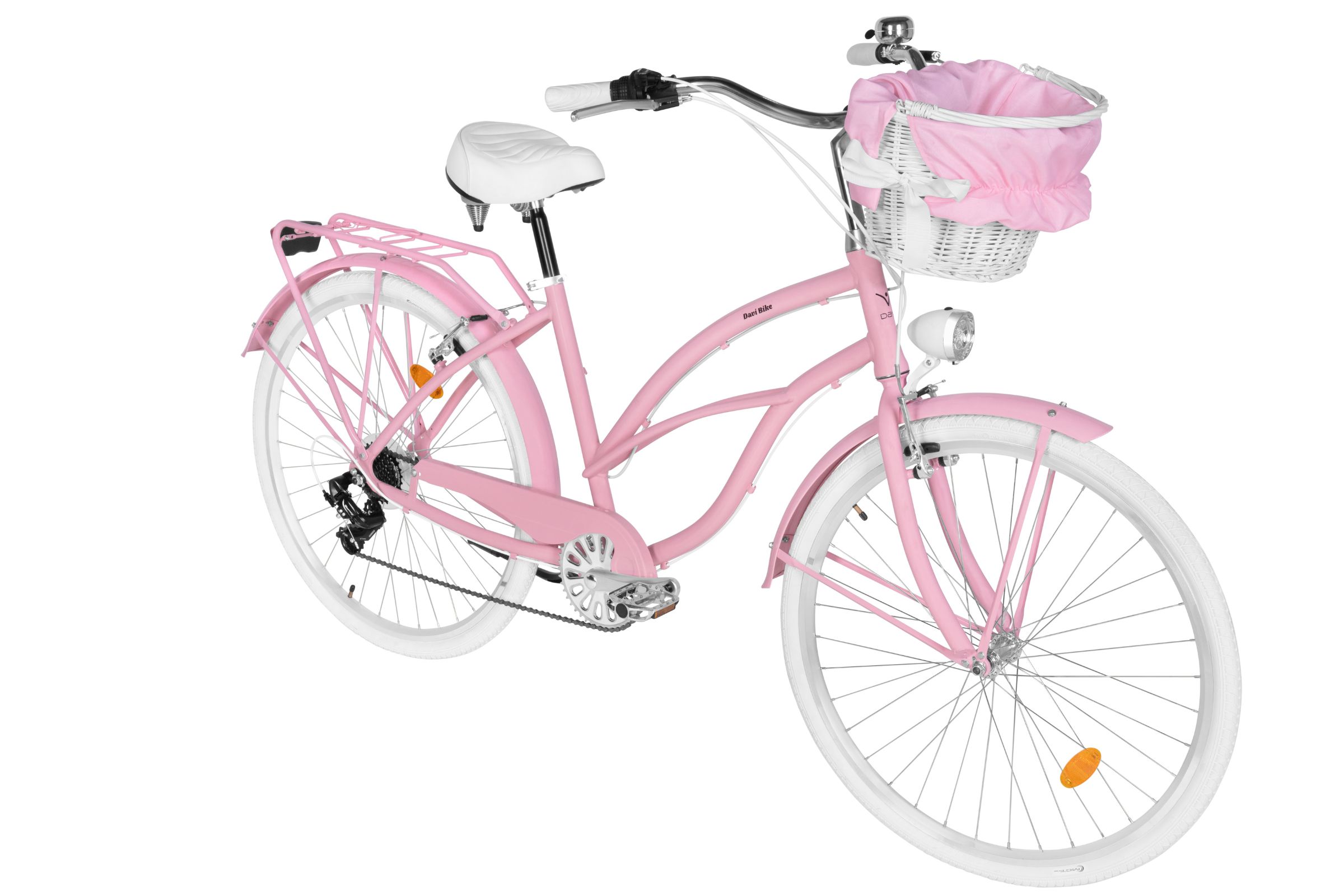 Bicicleta dama Cruiser Davi Bianca, Aluminiu, 7 viteze, 28", 160-185 cm, Roz - imagine 2