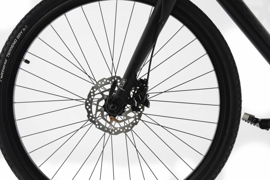 Roată bicicletă cu disc de frână, anvelopă Vittoria.