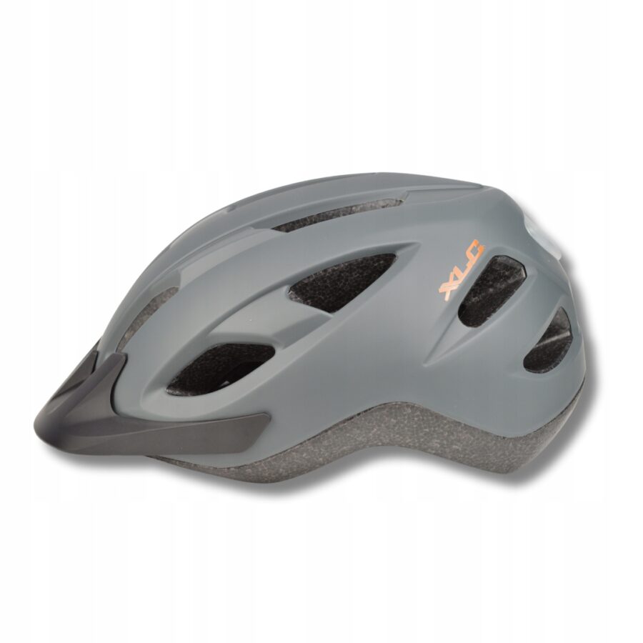 Casca de ciclism gri cu ventilație.