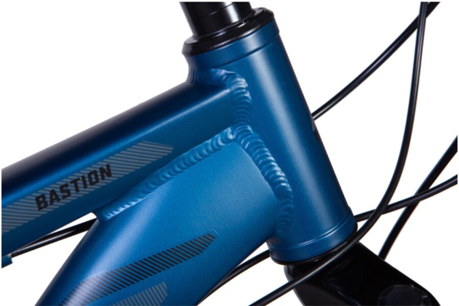 Cadru bicicletă albastră Bastion, sudură vizibilă.