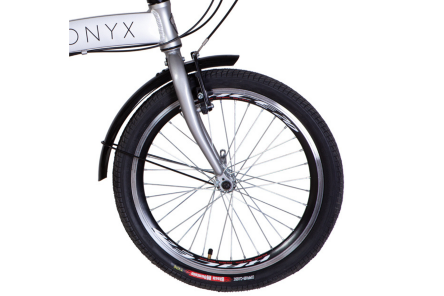 Roată față bicicletă montană, cadru argintiu