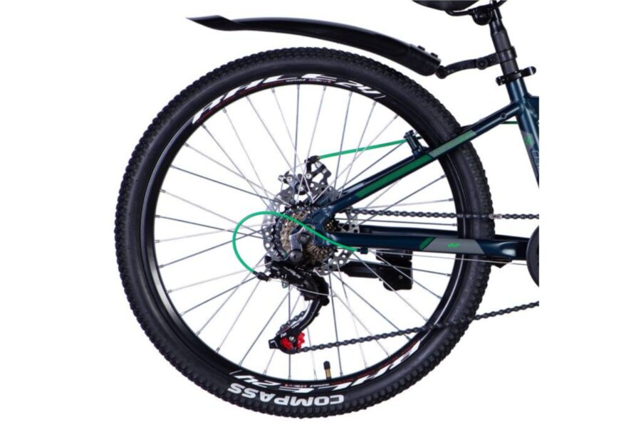 Detaliu roată bicicletă cu transmisie