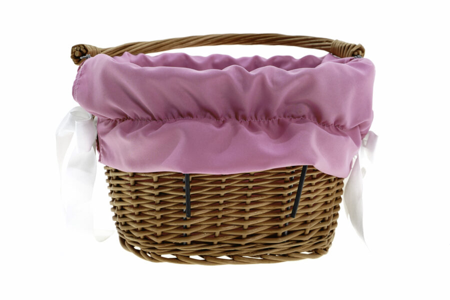 Coș din nuiele cu captuseală roz