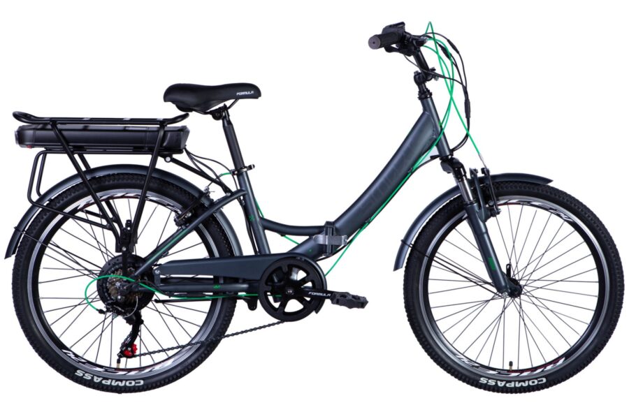 Bicicletă electrică neagră cu design modern și robust.
