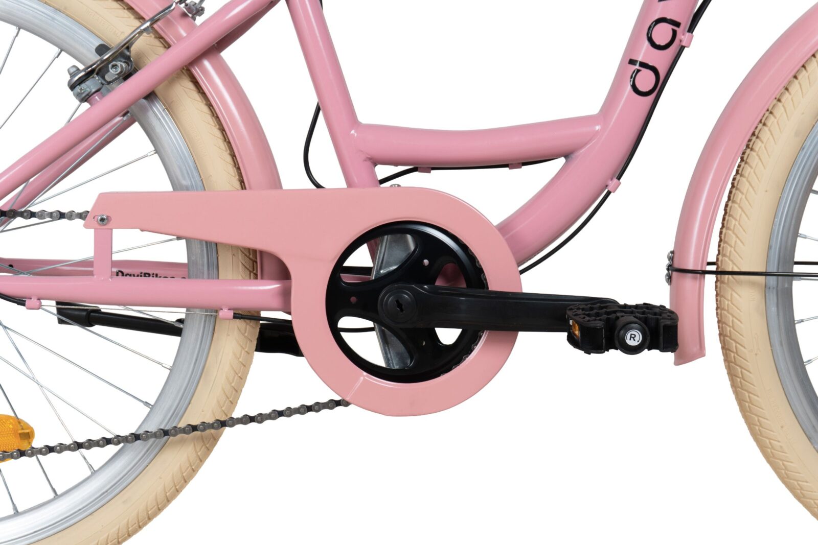 bicicleta copii davi amelia 24", 130 165 cm, 7 viteze, roz/crem
