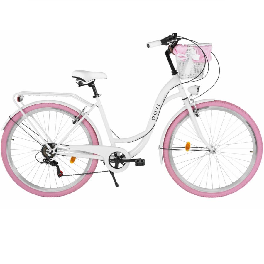 bicicleta dama davi emma 7 viteze, 28, 160 185 cm, alb/roz