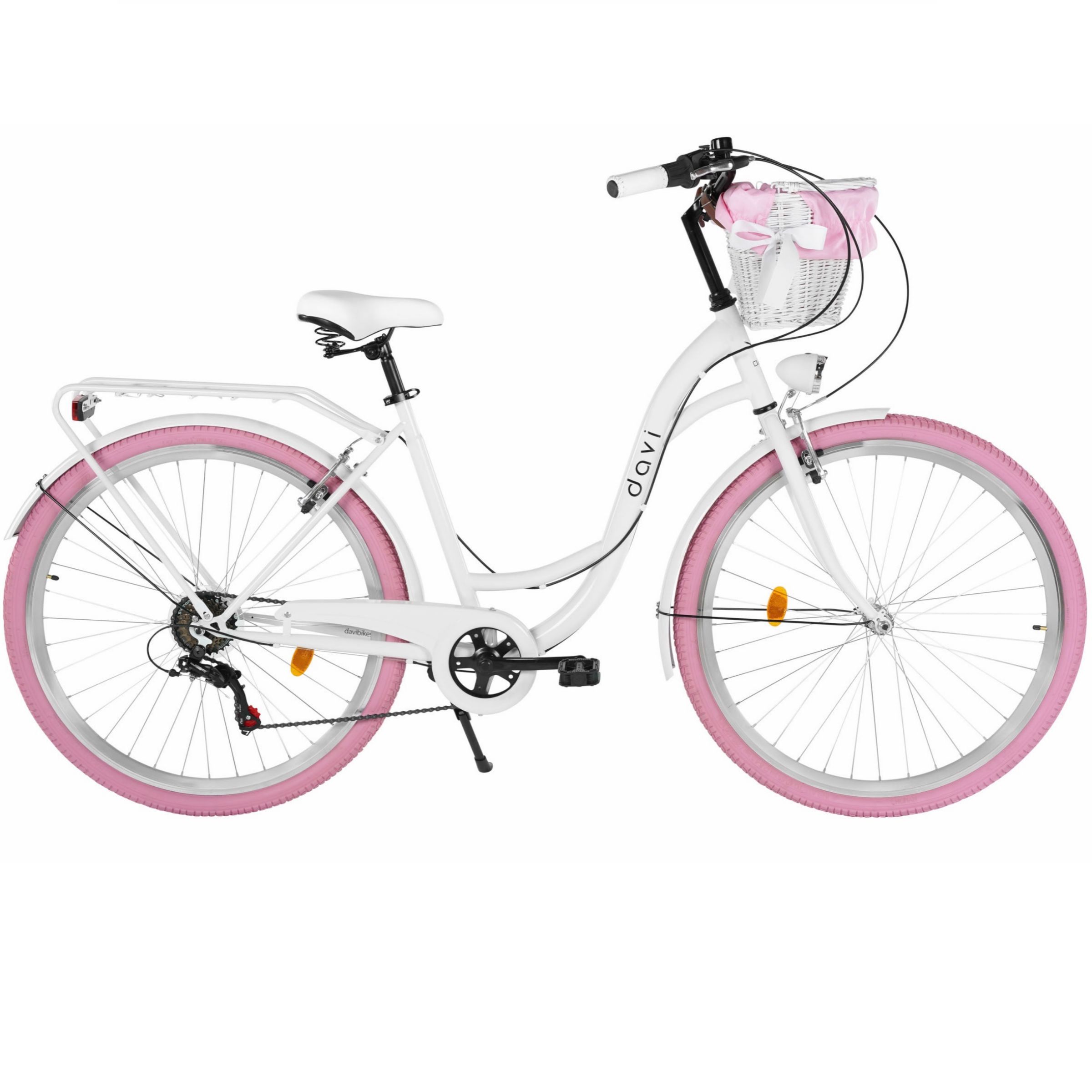 Bicicleta dama Davi Emma 7 viteze, 28, 160-185 cm, Alb/Roz