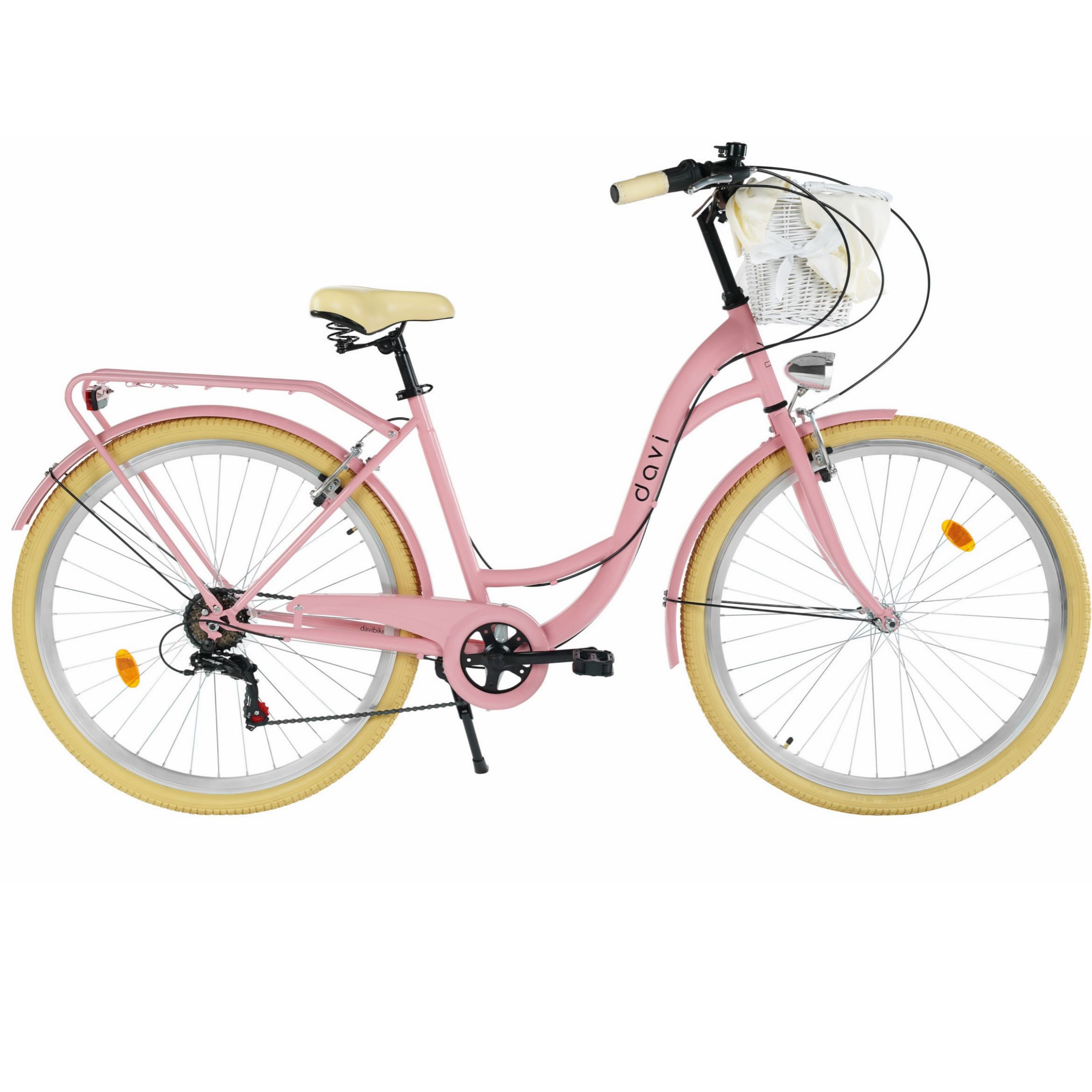 Bicicleta dama Davi Emma 7 viteze, 28", 160-185 cm, Roz/Crem