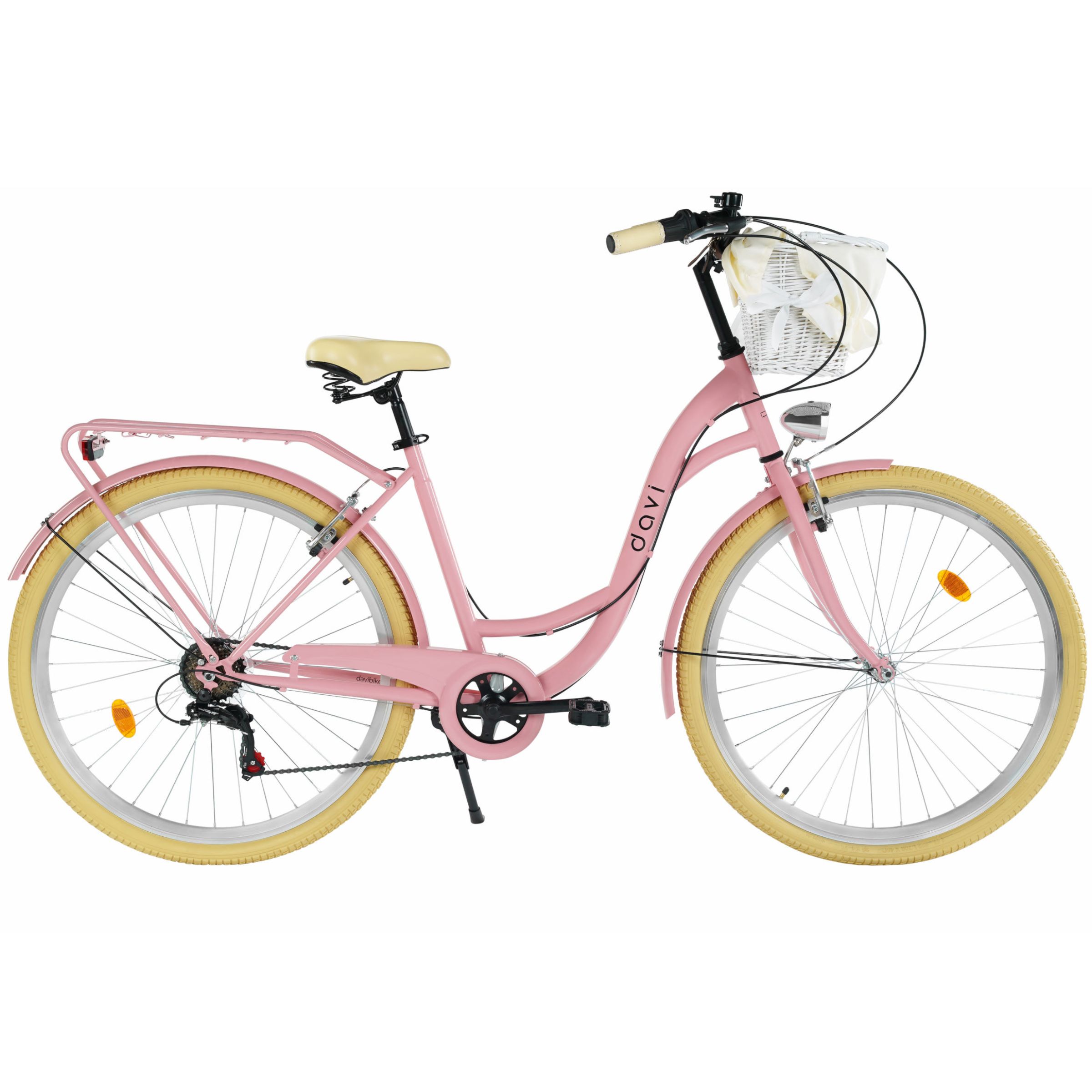 Bicicleta dama Davi Emma 7 viteze, 28", 160-185 cm, Roz/Crem