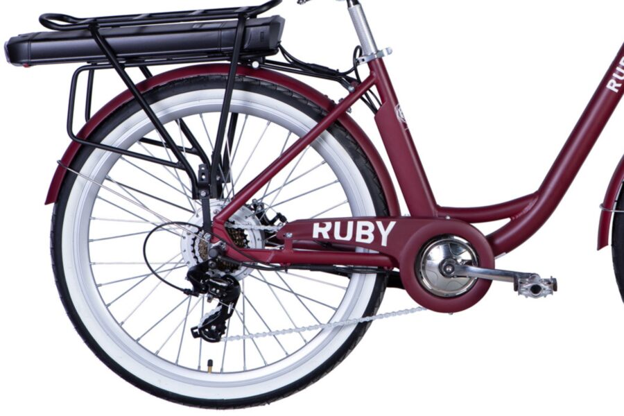 Bicicletă electrică Ruby cu roți albe