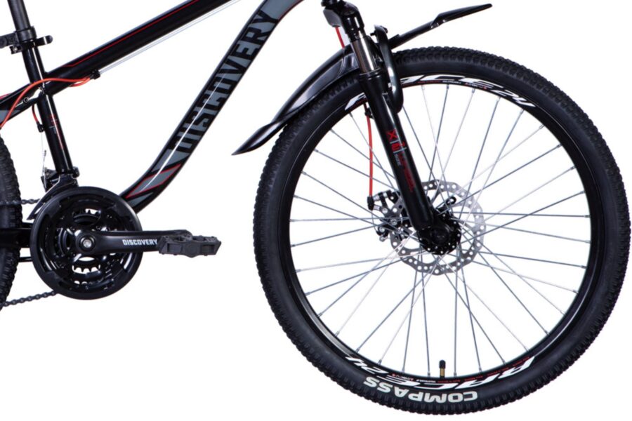 Detaliu la o bicicletă montană modernă