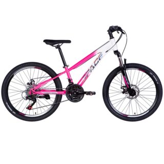 Bicicleta copii Mars 24", 130-160 cm, 21 viteze, Alb/Roz