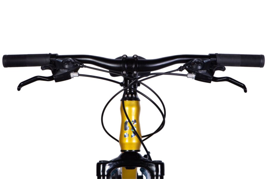 Manetele unei biciclete montane galbene