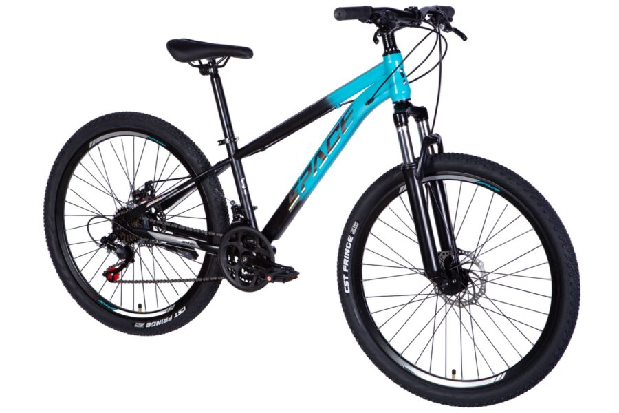 Bicicletă mountain bike cu cadru alb și negru