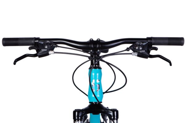 Ghidon bicicleta albastră cu manete frână negre