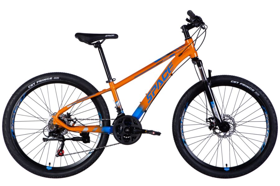 Bicycle MTB orange and blue design.