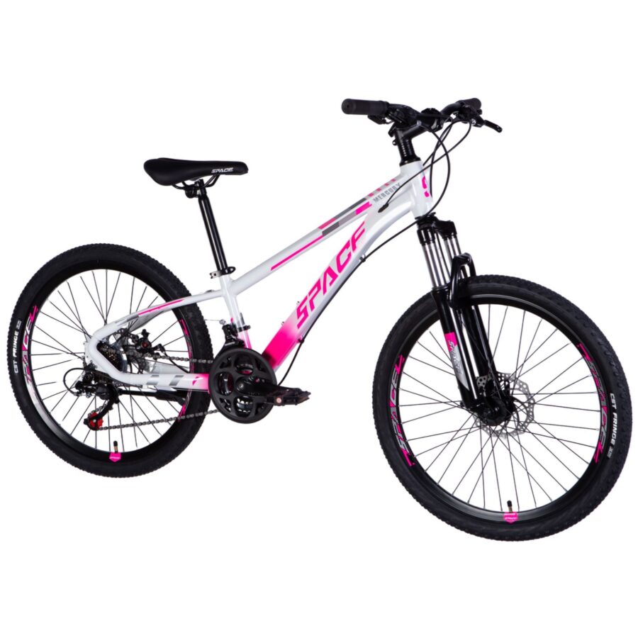 bicicleta copii mercury aluminiu, 24", 130 160 cm, 21 viteze, alb/roz