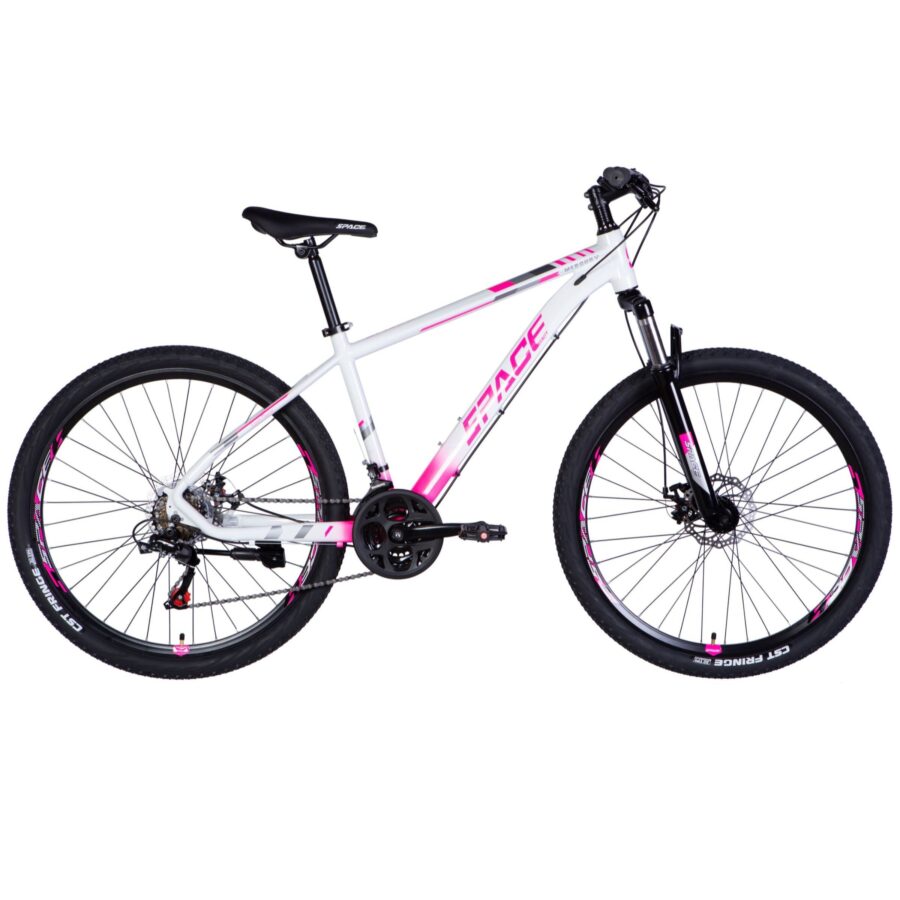 bicicleta mtb mercury aluminiu, 27.5", 160 185 cm, 21 viteze, alb/roz