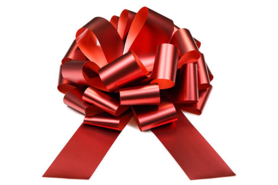 Fundă roșie din panglică pentru cadou