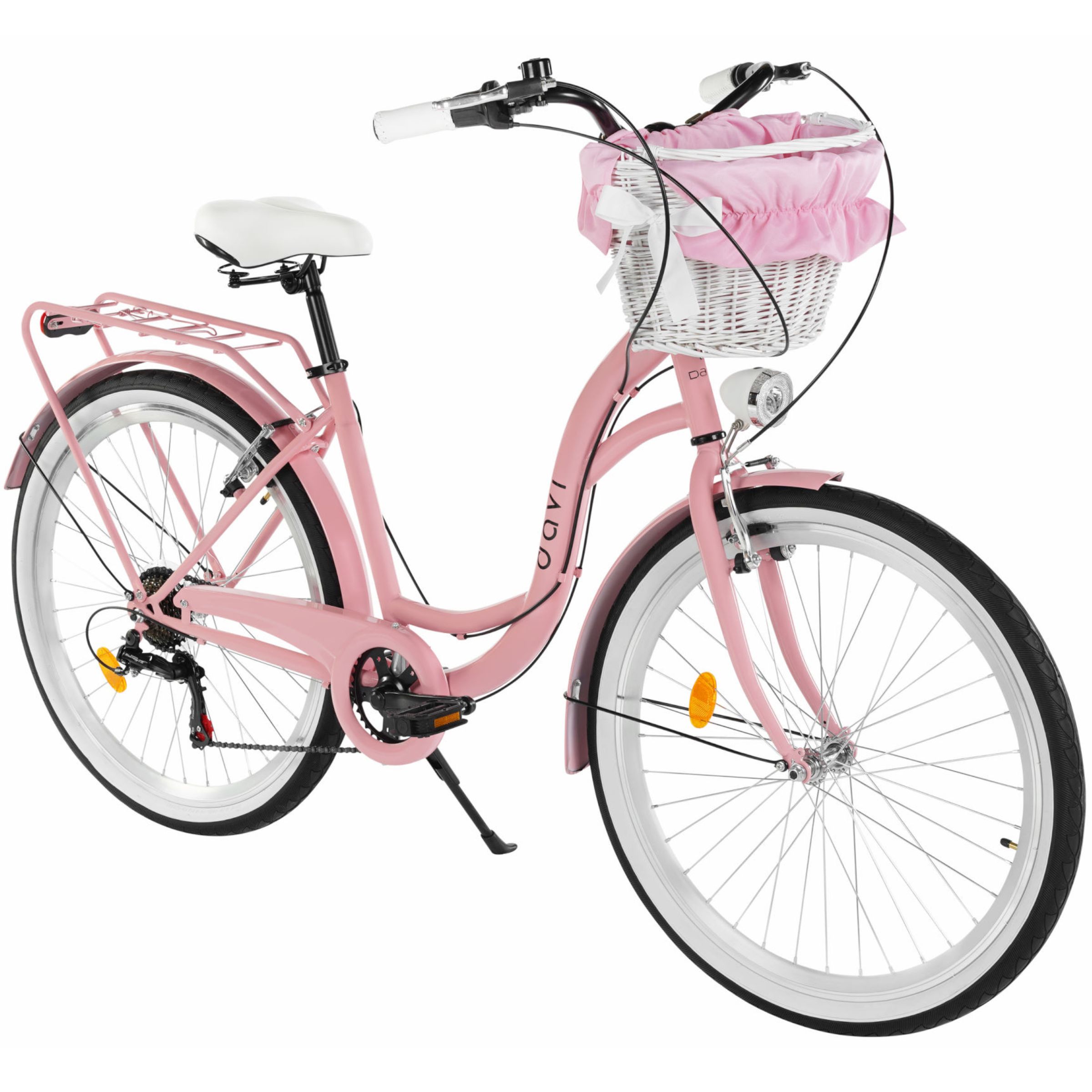 bicicleta copii davi amelia 24", 130 165 cm, 7 viteze, roz/negru