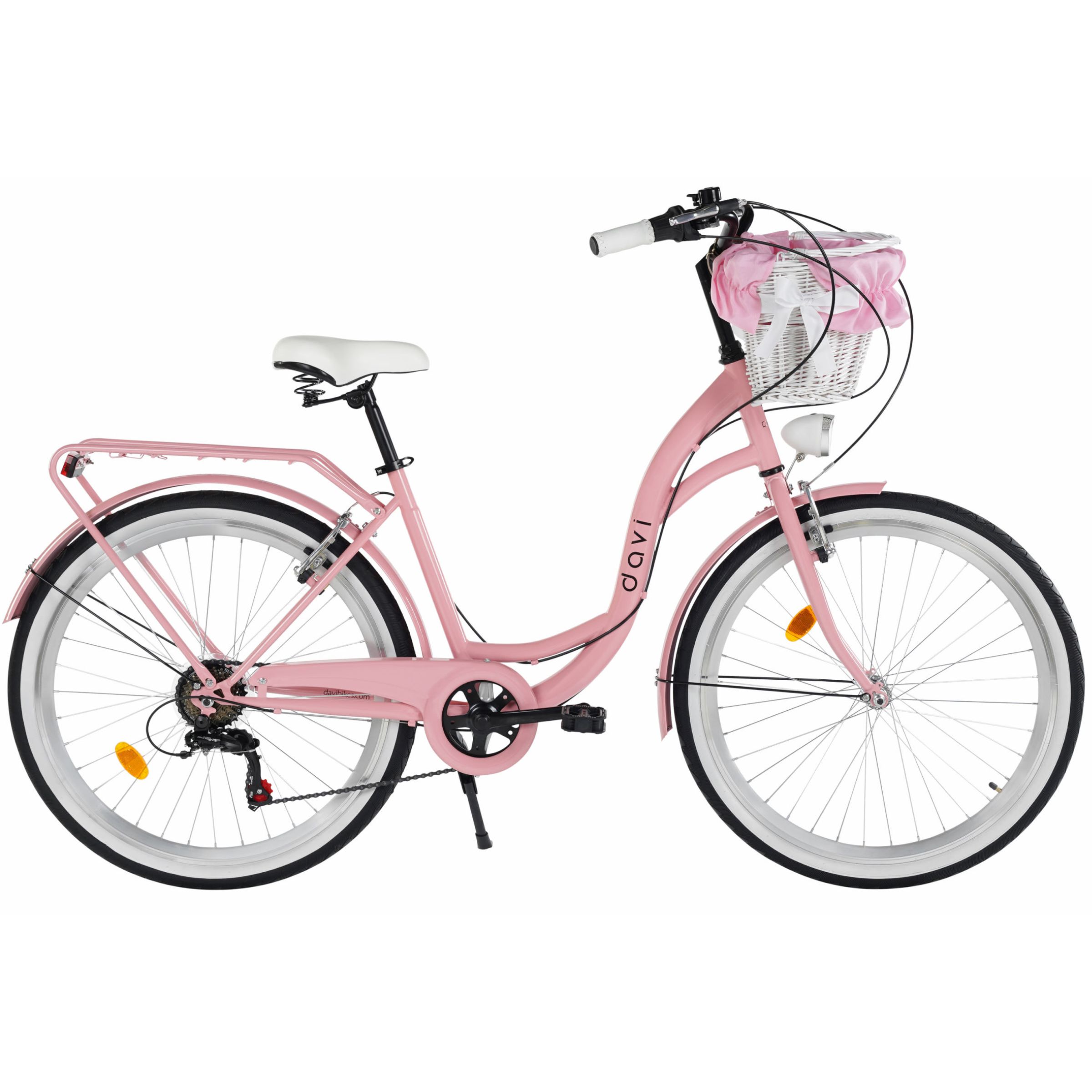bicicleta copii davi amelia 24", 130 165 cm, 7 viteze, roz/negru