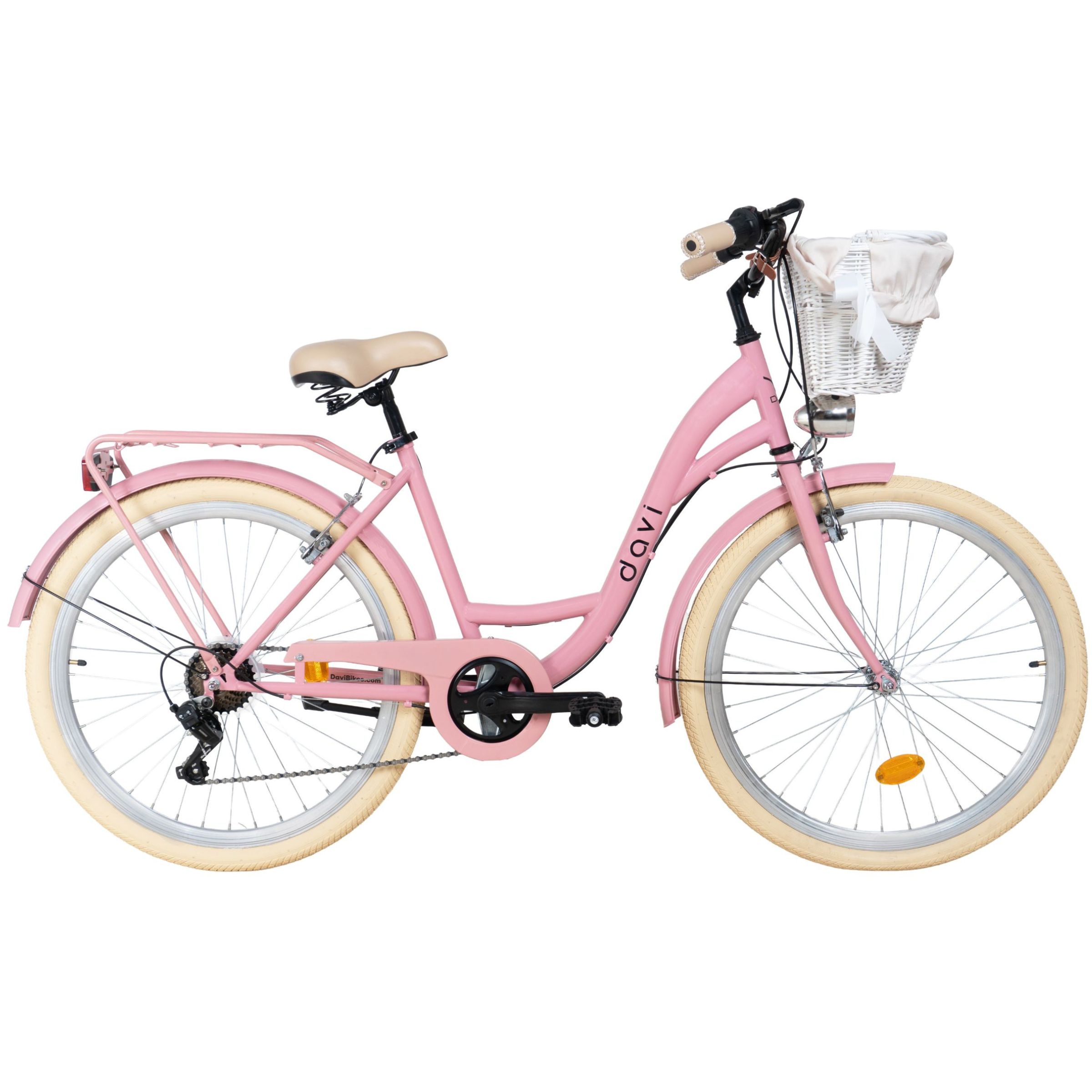 bicicleta oras davi emma 7 viteze, 26", 155 180 cm, roz/crem