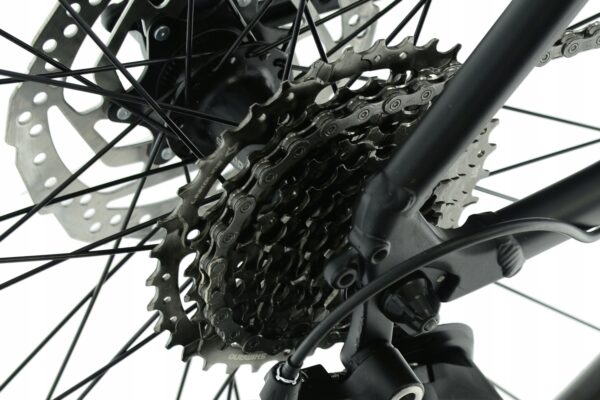 Angrenaj bicicletă și disc frână, detaliu tehnic.