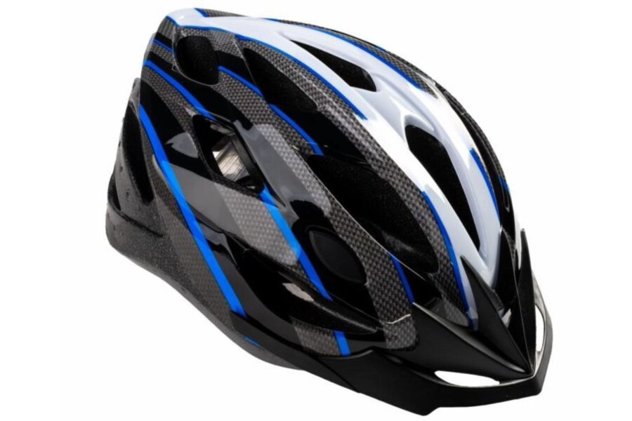 Cască de bicicletă neagră și albastră