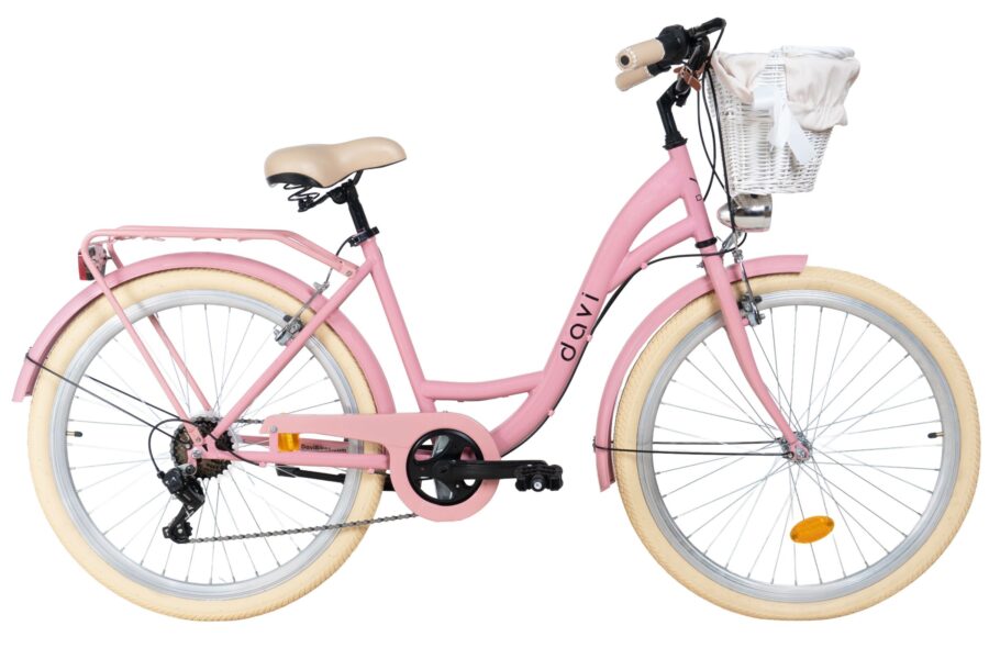 bicicleta oras davi emma 7 viteze, 26", 155 180 cm, roz/crem